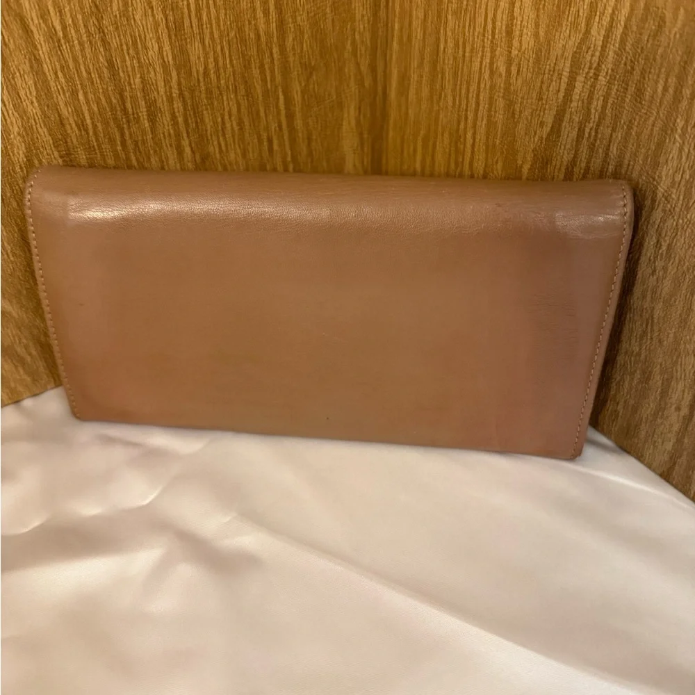 Bvlgari Brown Leather Continental Wallet with Gold Logo – Vintage Condition